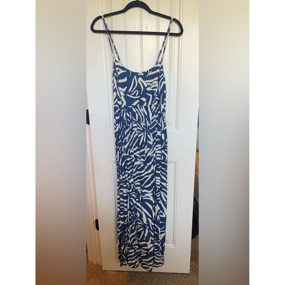 Blue and white long dress